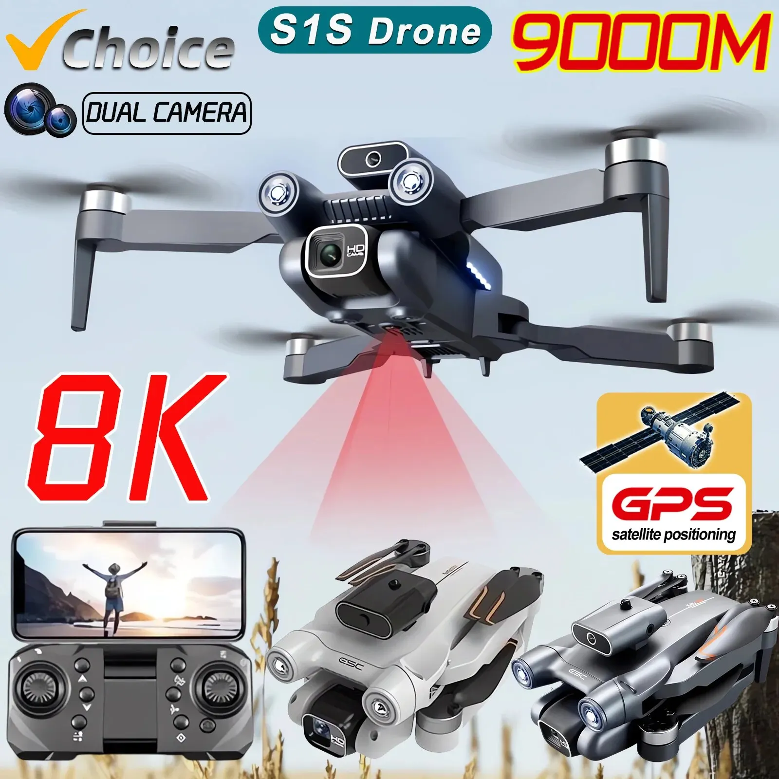 New S1S 5G GPS Drone Camera 8K - Drone Rc Gps ulasan dan harga
