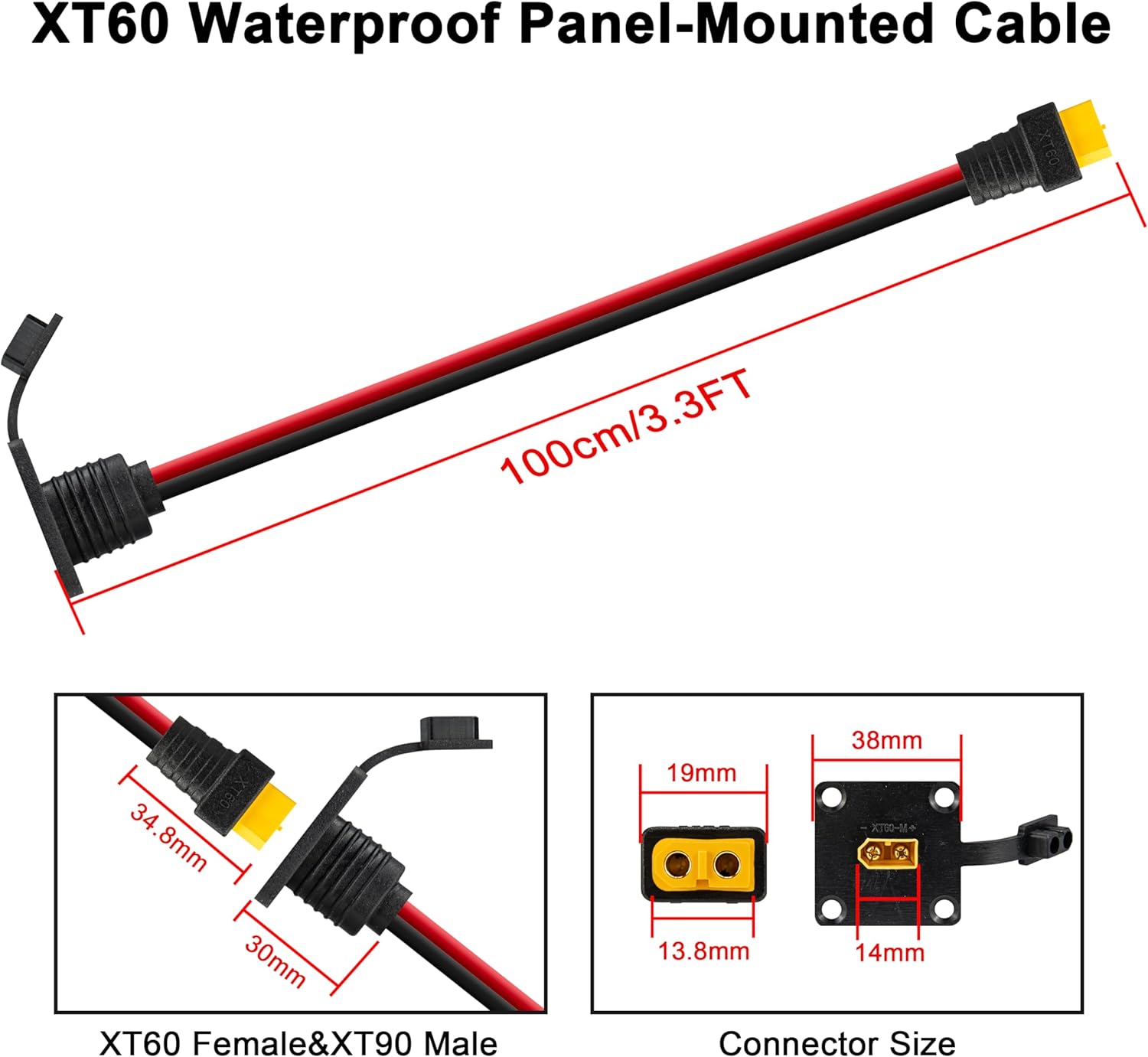 JMUYTOP 3FT 12AWG XT60 Panel M - Drone Rc Holder ulasan dan harga